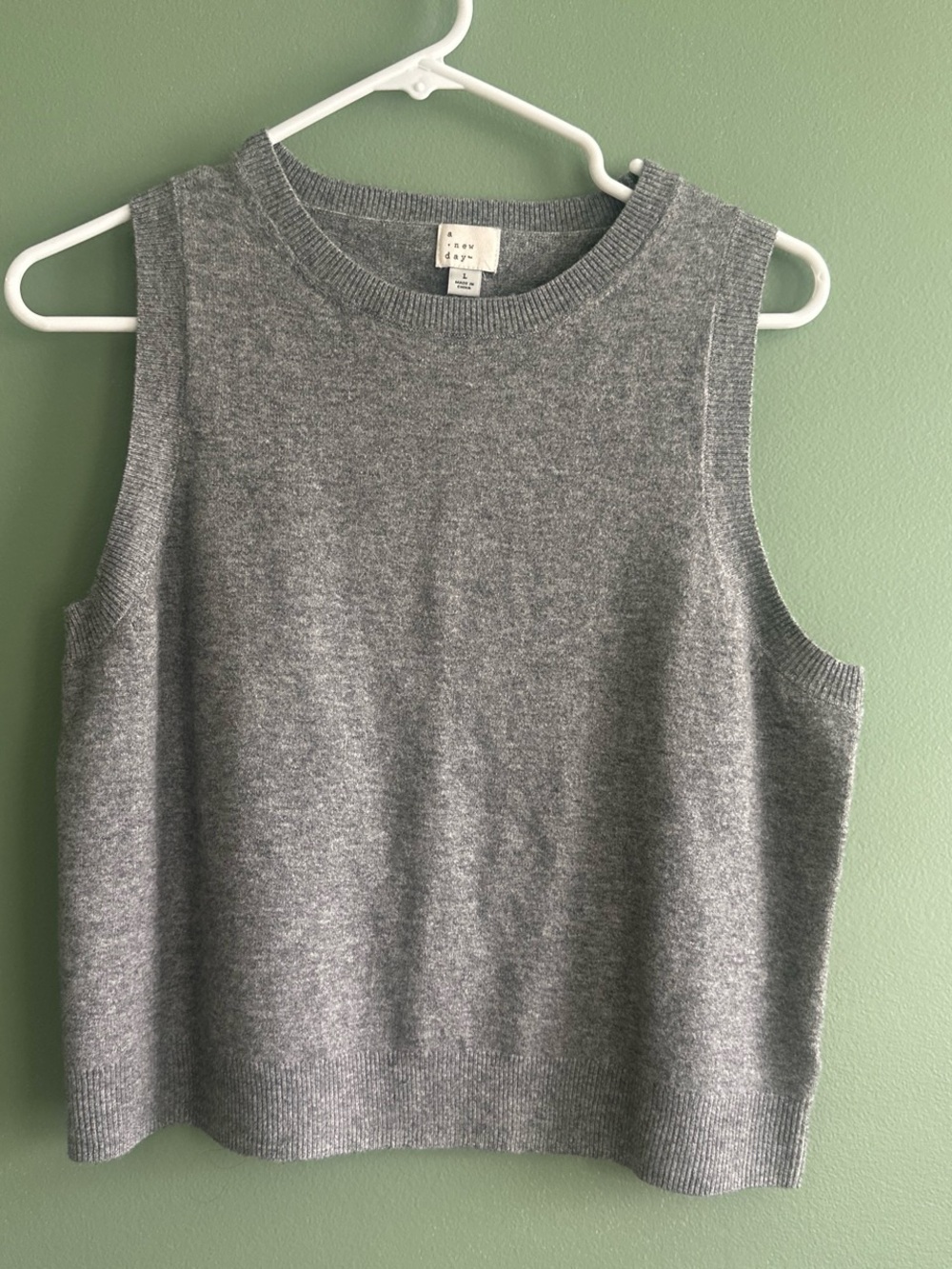 Sleeveless Knit Sweater Tank - Gray a new day